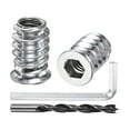 thumbnail image 1 of 60-Pack Threaded Inserts for Wood, 1/4-20x15mm Hex Drive Threaded Insert Nuts, with a Hex Wrench and Drill Bit [Silver Tone], 1 of 6