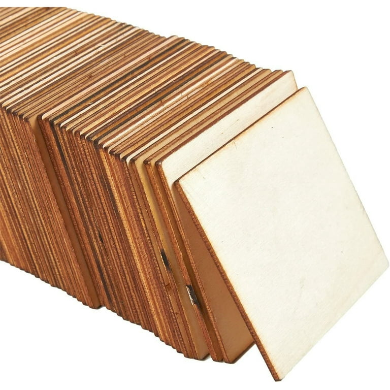 60 Pack Unfinished Wood Pieces 3x3 Inch, Blank Wooden Squares for