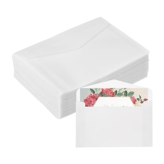 60 Pack Vellum Paper, 3.2x4 Inch Vellum Jackets Pre-Folded Vellum Envelopes Transparent 53GSM