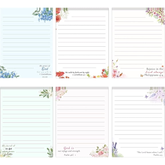 60 Pack Wildflower Bible Stationery Letterhead Paper Christian Flower Letter Paper 8.5 x 11 Inch Flower Themed Decorative Printer Paper