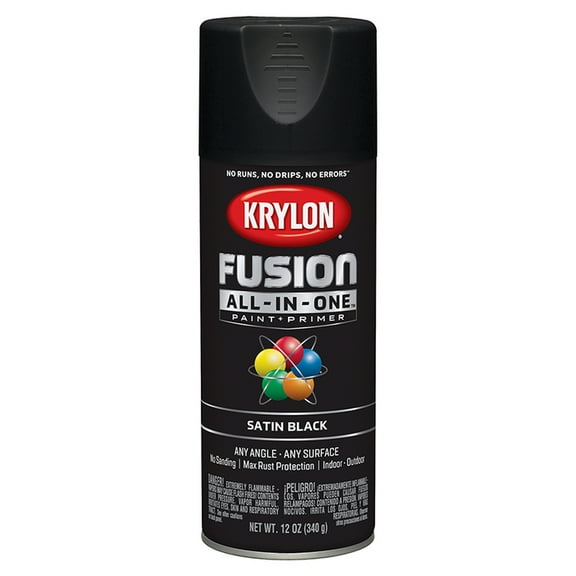 60-Pack of 12 oz Krylon K02732007 Black Fusion All-In-One Paint & Primer Spray Paint, Satin