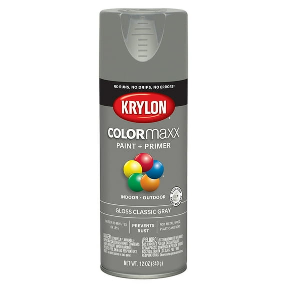 60-Pack of 12 oz Krylon K05513007 Classic Gray COLORmaxx Paint & Primer Spray Paint, Gloss