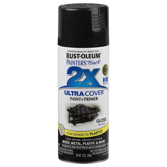 60‐Pack of 12 oz Rust‐Oleum Brands 334026 Black Ultra Cover 2X Enamel Spray Paint, Gloss