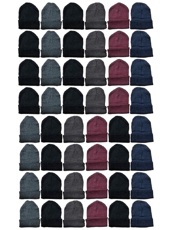 60 Pack of Yacht & Smith Wholesale Beanies, Bulk Thermal Winter Hat (Assorted Beanies)