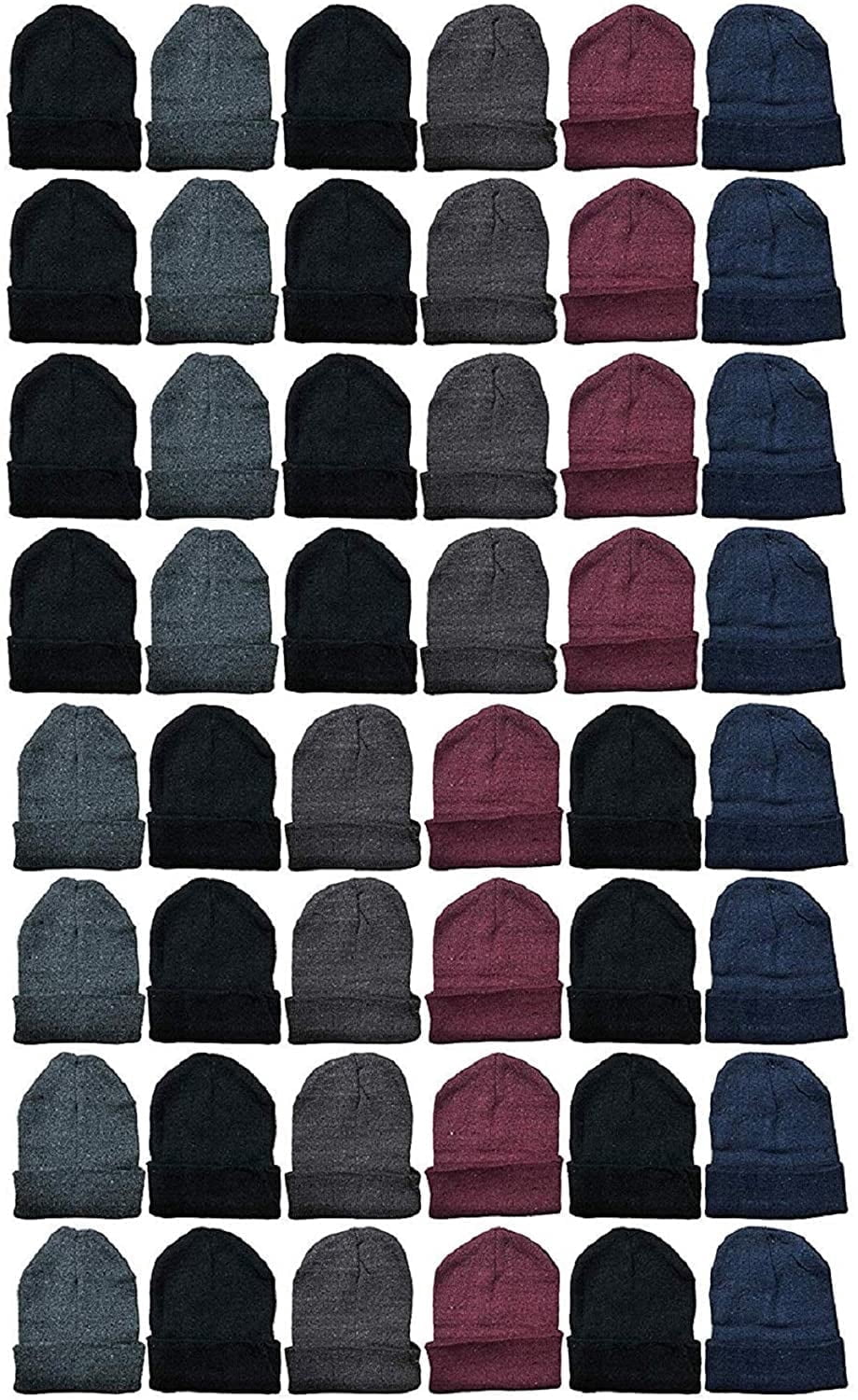 60 Pack of Yacht & Smith Wholesale Beanies, Bulk Thermal Winter Hat (Assorted Beanies)