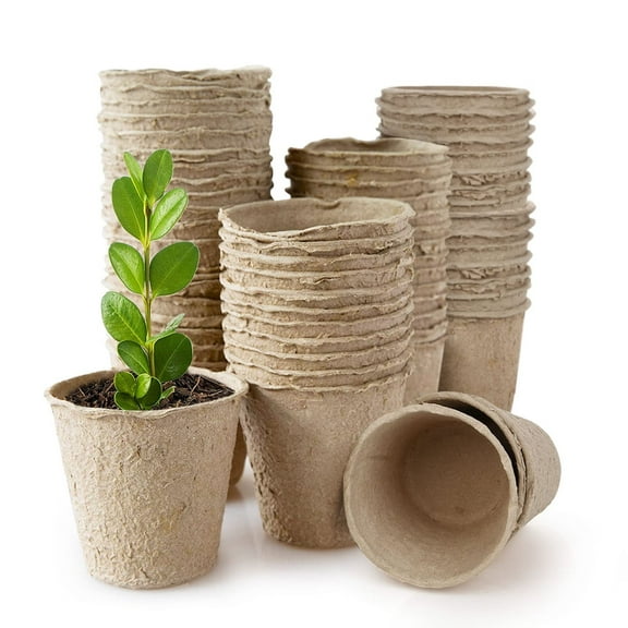 60 Packs 3 Inch Peat Pots Plant Starters for Seedling, Biodegradable Herb Seed Starter Pots Kits, Garden Germination Nursery Pot