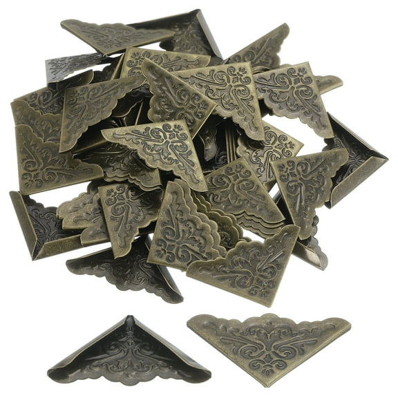 60 Packs 32mm Metal Book Edge Protectors, Corner Guard for Journals, Scrapbooks, Albums, Notebooks, Bronze