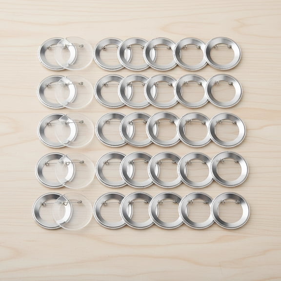 60 Packs Acrylic Design Button - Clear Badges Kit with Pin Blank Button Pins for Craft Supplies, Activities, DIY Badges, Office, School