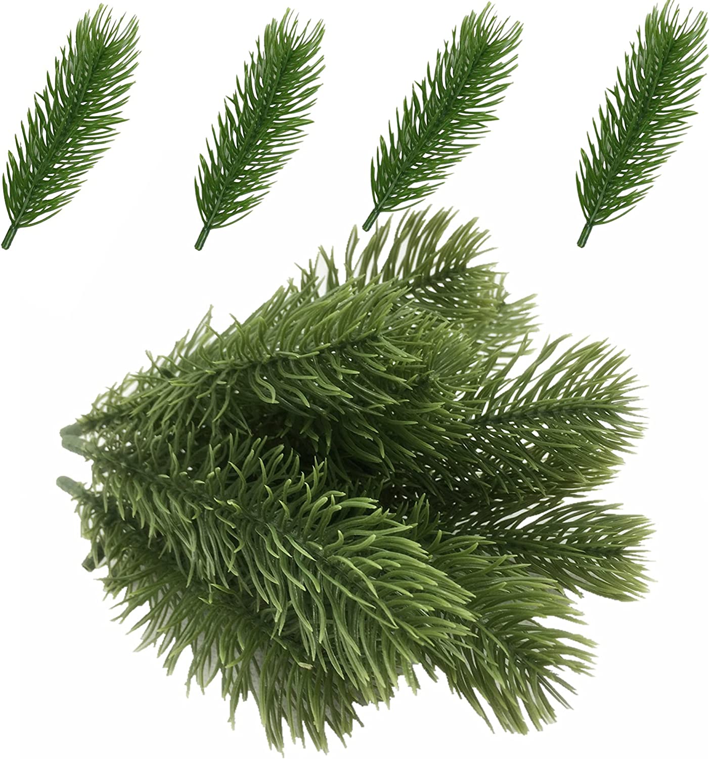 60 Packs Artificial Pine Branches, 5.5" Christmas Green Plants Pine