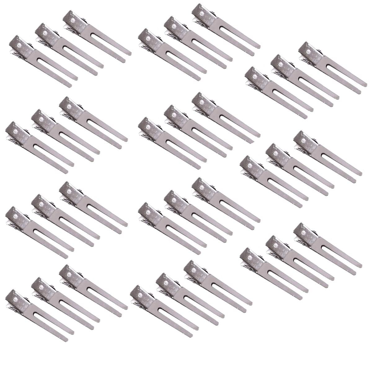 50 Packs DIY Curl Clips, Hairdressing Double Prong Curl Silver Metal Alligator Clips Metal Crocodile Alligator Hair Clips Salon Women Girls Accessorie - View #9