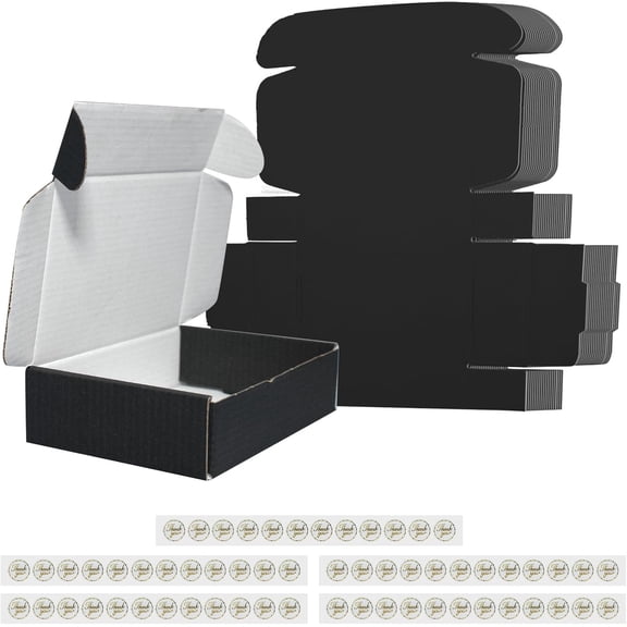 60 Packs Shipping Boxes Cardboard Corrugated Mailer Boxes 6 x 4 x 1.6 Inches Cardboard Carton Box Black Packaging Boxes Small Box Cute Box Mailers Packaging for Small Business