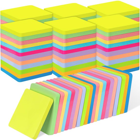 60 Pads Round Corner Sticky Notes 3x3 In 12 Bright Colors Self-stick Note It Strong Adhesive Paper Memo 75 Sheets/pad Colored Pad Easy To For Home Office Notebook