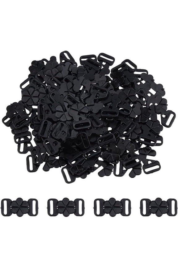 60 Pairs 120Pcs Bra Clips In Front Black Plastic Bra Clasp Fasteners Flower Shaped Swimwear Clicker Bikini Hooks for Swimsuit and Lingerie DIY Sewing Underwear Accessories BlackDIY