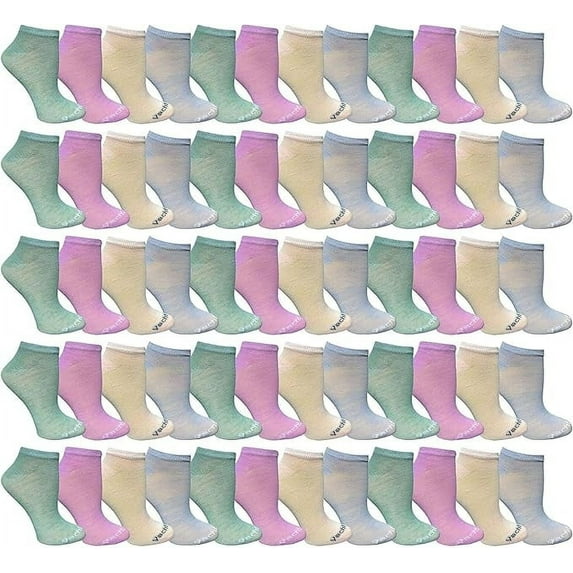 60 Pairs Colorful Thin Lightweight Low Cut Ankle Socks, Wholesale Bulk Mens Womens Kids Sock (60 Pastel Assorted)