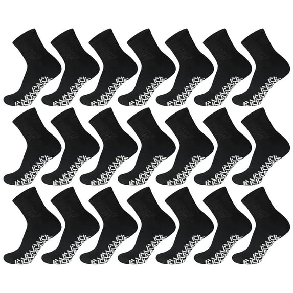 60 Pairs of Non-Skid Diabetic Ankle Cotton Socks with Non Binding Top, Brooklyn Socks Health Collection, Wholesale Bulk Value Pack (Black, Fit Men's Shoe Size 10-12)