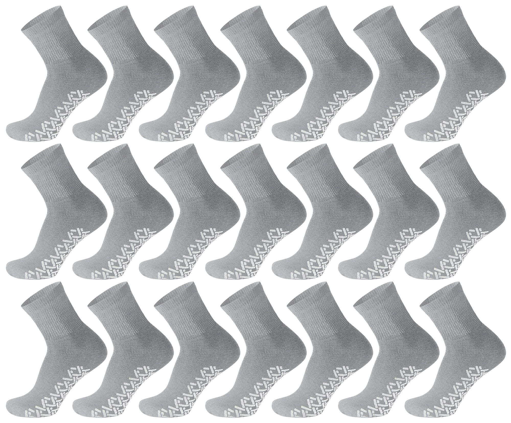 60 Pairs of Non-Skid Diabetic Ankle Cotton Socks with Non Binding Top, Brooklyn Socks Health Collection, Wholesale Bulk Value Pack (Gray, Fit Men's Shoe Size 10-12)
