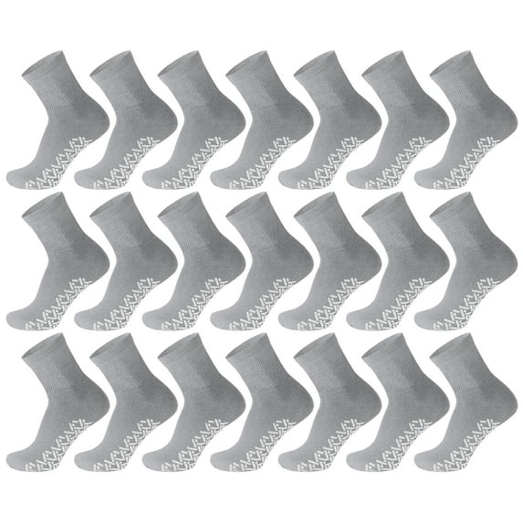 60 Pairs of Non-Skid Diabetic Ankle Cotton Socks with Non Binding Top, Brooklyn Socks Health Collection, Wholesale Bulk Value Pack (Gray, Fit Men's Shoe Size 10-12)