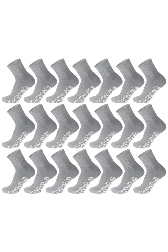 60 Pairs of Non-Skid Diabetic Ankle Cotton Socks with Non Binding Top, Brooklyn Socks Health Collection, Wholesale Bulk Value Pack (Gray, Fit Men's Shoe Size 10-12)