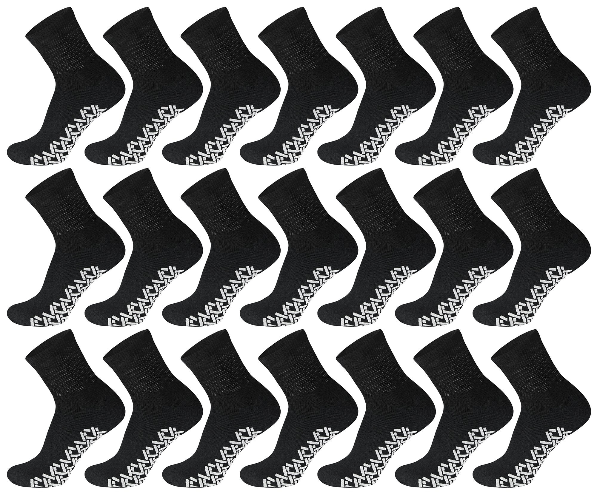 60 Pairs of Non-Skid Diabetic Ankle Cotton Socks with Non Binding Top, Brooklyn Socks Health Collection, Wholesale Bulk Value Pack (Black, Fit Men's Shoe Size 11-13)