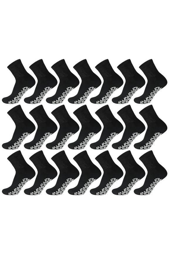 60 Pairs of Non-Skid Diabetic Ankle Cotton Socks with Non Binding Top, Brooklyn Socks Health Collection, Wholesale Bulk Value Pack (Black, Fit Men's Shoe Size 11-13)