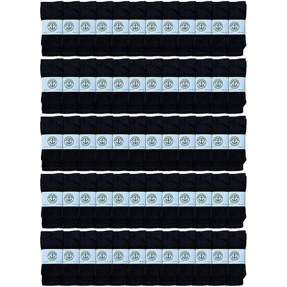 60 Pairs Of Yacht & Smith 17 Inch Wholesale Kids Tube Socks, Childrens Cotton Referee Sport Socks Size 6-8 (6-8 Black)