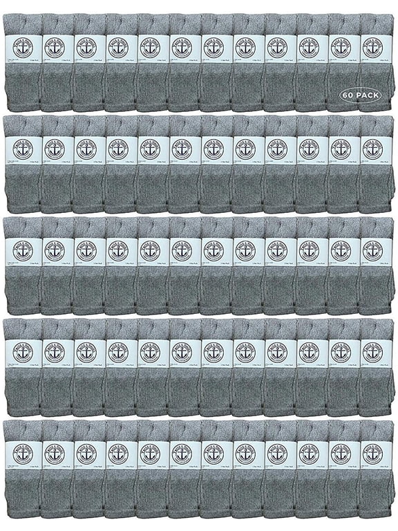 60 Pairs Of Yacht & Smith 26 Inch Wholesale Women's Tube Socks, Women's Cotton Referee Sport Socks Size 9-11 (Gray)