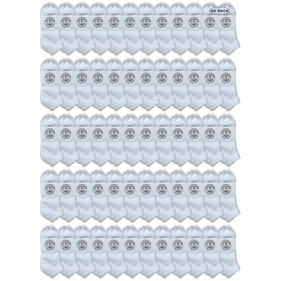 60 Pairs Of Yacht & Smith Bulk Womens Ankle Socks Low Cut Ankle Socks Size 9-11 (White)
