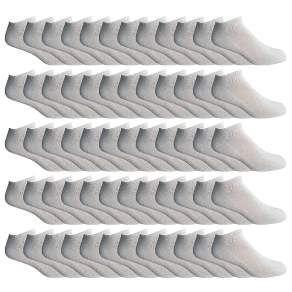 60 Pairs Of Yacht & Smith Mens Wholesale Bulk No Show Ankle Socks, Cotton Sport Athletic Socks - Size 10-13 (White)