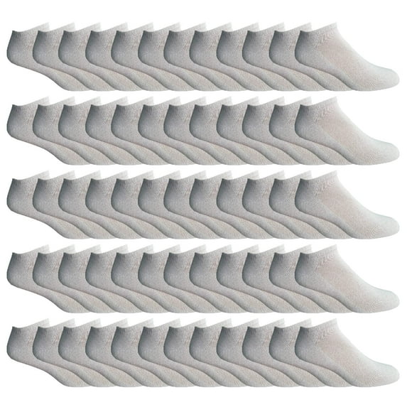 60 Pairs Of Yacht & Smith Mens Wholesale Bulk No Show Ankle Socks, Cotton Sport Athletic Socks - Size 10-13 (White)