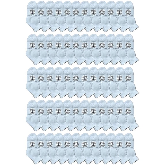 60 Pairs Of Yacht & Smith Wholesale Bulk Kids Mid Ankle Socks, Cotton Sport Athletic Ankle Socks Size 4-6 (White)