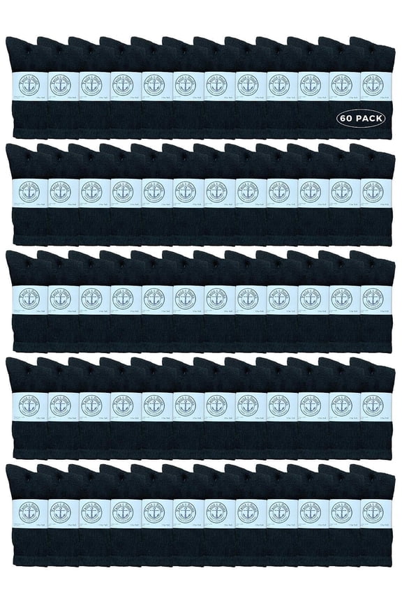 60 Pairs Of Yacht & Smith Wholesale Bulk Womens Crew Socks, Cotton Sport Athletic Socks - Size 9-11