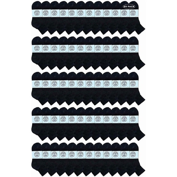 60 Pairs Of Yacht & Smith Wholesale Bulk Womens Mid Ankle Socks, Cotton Sport Athletic Socks - Size 9-11 (Black)