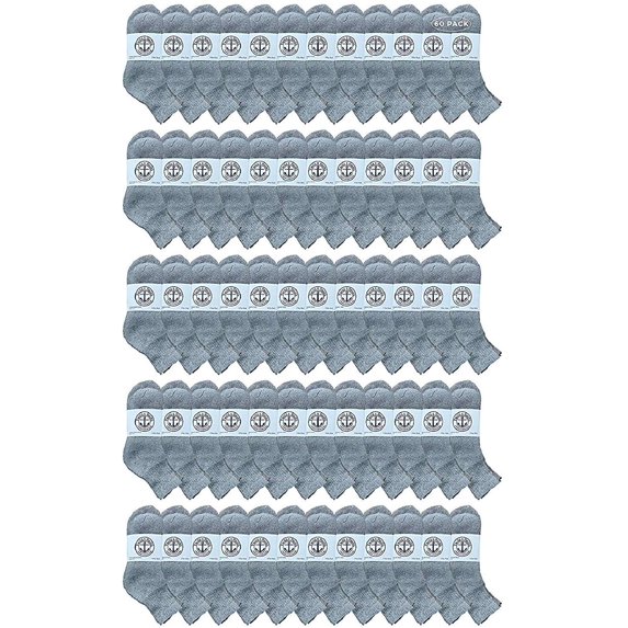 60 Pairs Of Yacht & Smith Wholesale Bulk Womens Mid Ankle Socks, Cotton Sport Athletic Socks - Size 9-11 (Gray)