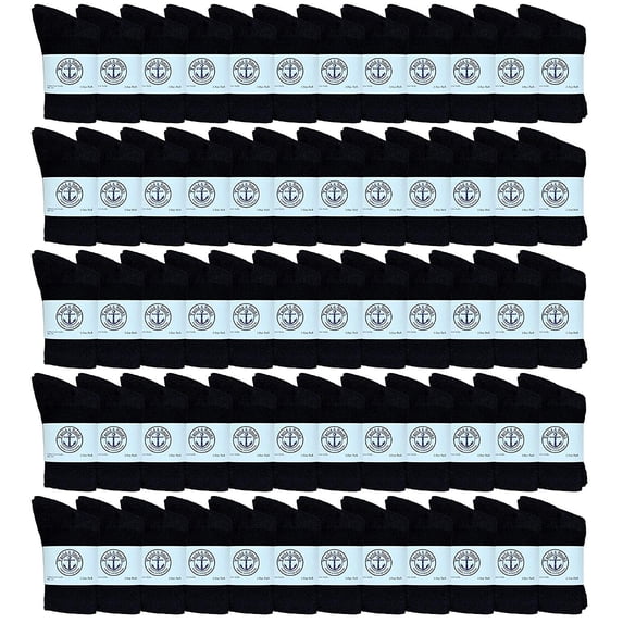 60 Pairs Of Yacht & Smith Wholesale Kids Crew Socks, Childrens Cotton Casual Crew Socks Size 4-6 (Black)