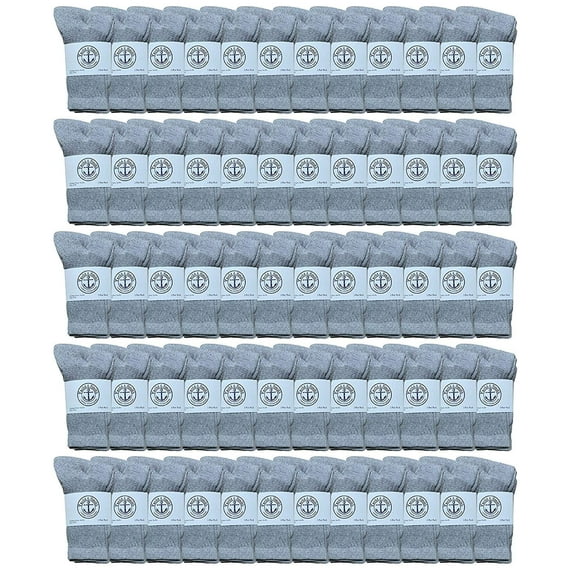 60 Pairs Of Yacht & Smith Wholesale Kids Crew Socks, Childrens Cotton Casual Crew Socks Size 6-8 (Gray)
