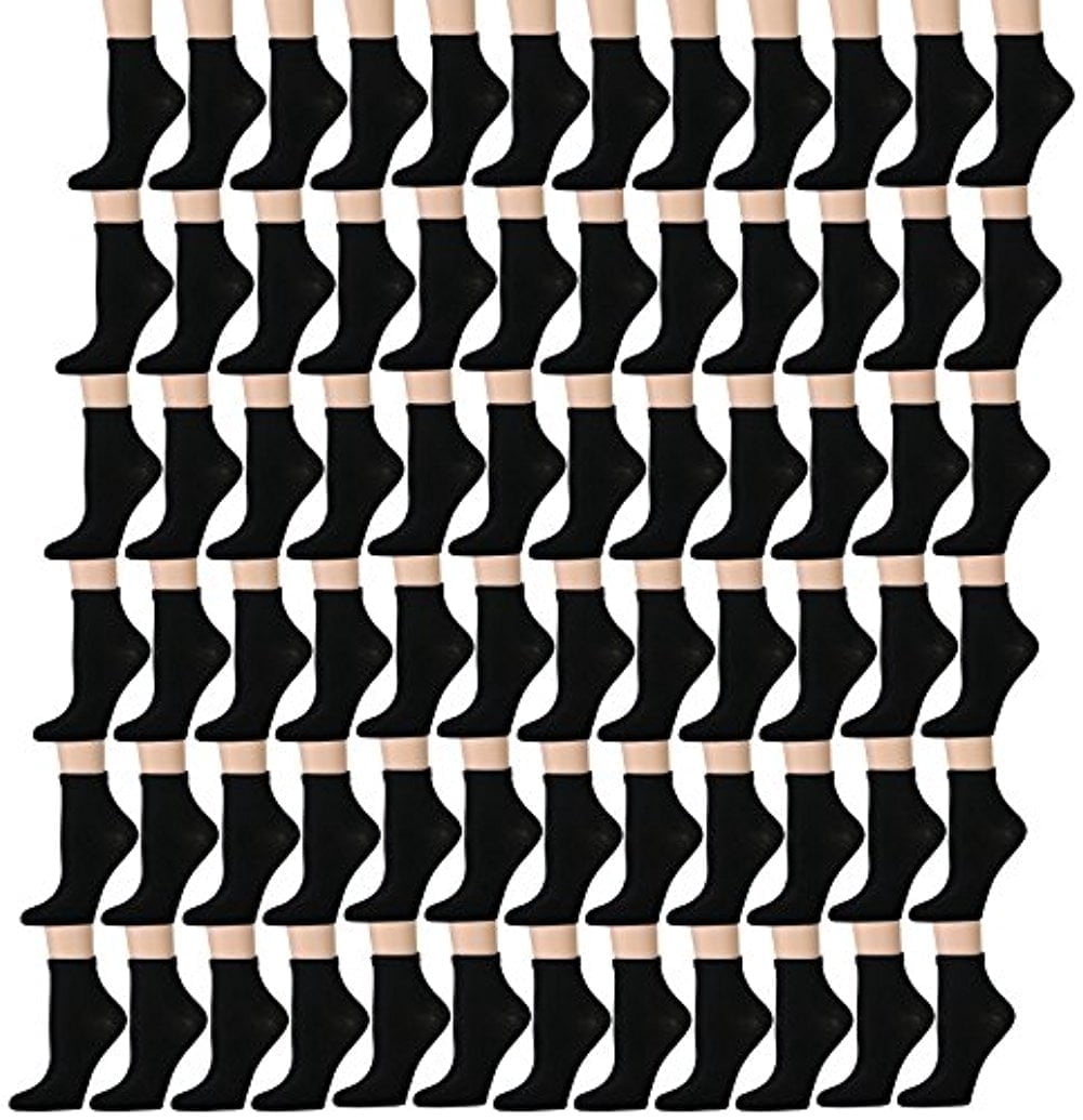 60 Pairs of Kids Ankle Socks, Wholesale Bulk Pack Sports Sock for boys and girls, (4-6, Black)