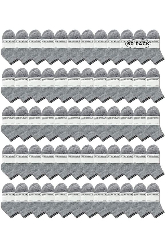 60 Pairs of Kids Ankle Socks, Wholesale Bulk Pack Sports Sock for boys and girls, by excell (4-6, Gray)
