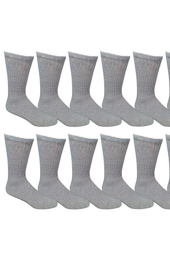 60 Pairs of Kids Sports Crew Socks, Wholesale Bulk Pack Sock for boys and girls, by Yacht & Smith (4-6, Gray)