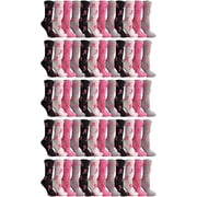 60 Pairs of Pink Ribbon Breast Cancer Awareness Ankle/Crew Socks for Women Assorted Crew