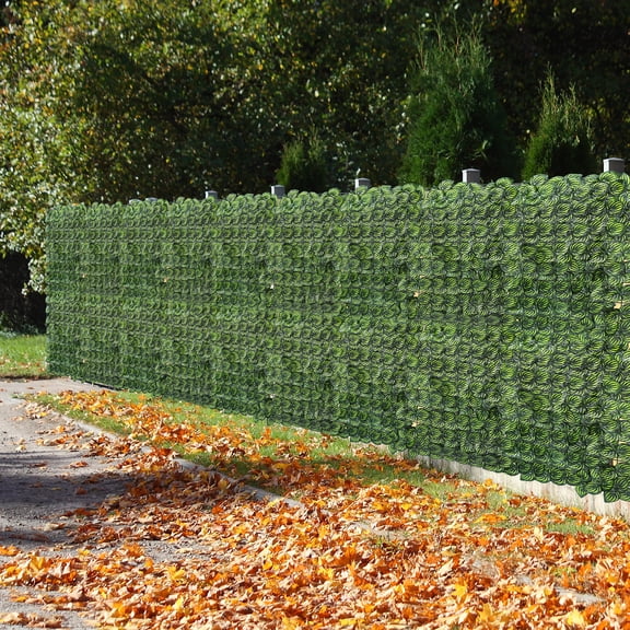 60Panel Artificial Watermelon Leaf Privacy Fence, Expandable Faux Greenery Hedge Screen for Outdoor Decor