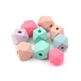 thumbnail image 1 of 60 Pastel Geometric Wood Beads 3/8 Inch or 10mm Faceted Painted Wood Beads with 2.6mm Hole, 1 of 3