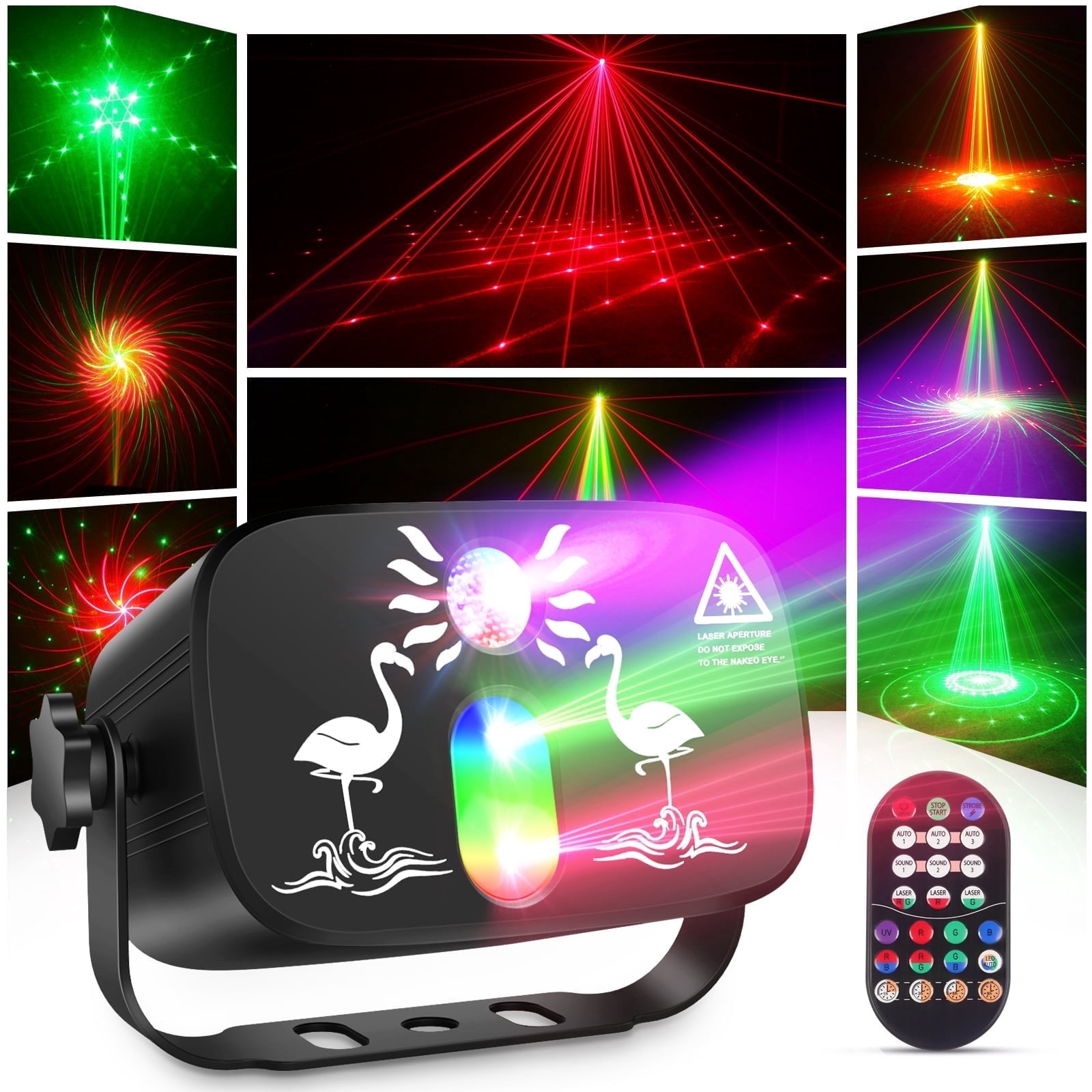 U`KING 60 Patterns DJ Disco Party Stage Laser Light, RGB LED, Sound ...