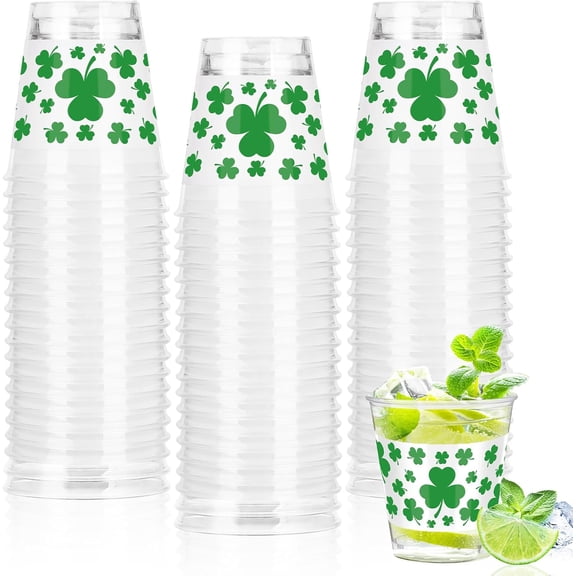 60 Pcs 1.5oz Disposable Shot Glasses - St. Patricks Day Festive Green Plastic Shot Cups Bulk, Irish Celebration Party Decor & Drinking Supplies