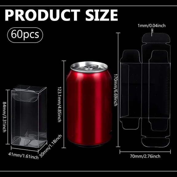 60 Pcs 1/64 Scale Model Car Clear Display Case 3.3x1.6x1.1inch Rectangle Plastic Foldable PVC Self-Assembly Model Car Box for Home Cabinet Collectibles Model Packaging Box