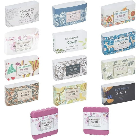 60 Pcs 12 Styles Handmade Soap Paper Tag Wrap Paper Tape for Soap Packaging Rectangle Colorful Mixed Patterns 5pcs/style