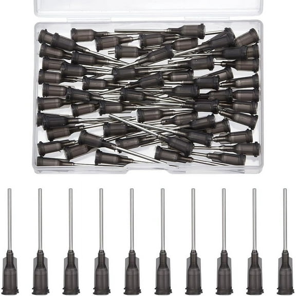 60 Pcs 16G Blunt Tip Dispensing Needle with Luer Lock 1.67 inch Long Gray Plastic Fluid Precision Blunt Needle Dispense Tips with 201 Stainless Steel Pin