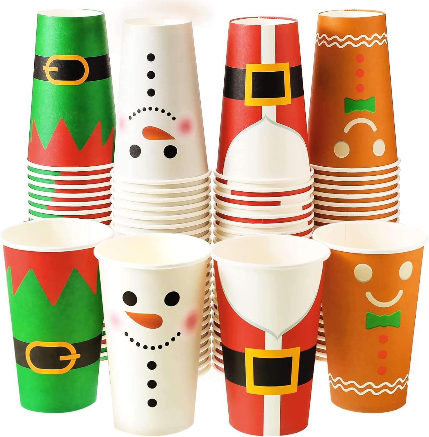 60 Pcs 16oz Christmas Disposable Cups - Festive Holiday Paper Cups for ...