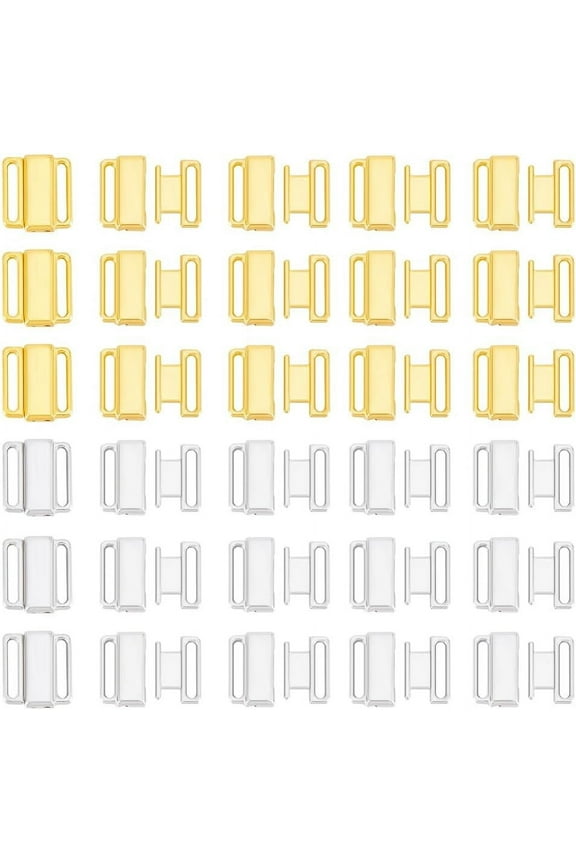 60 Pcs 2 Colors Zinc Alloy Bikini Clips 0.65 Inch Metal Bra Strap Hooks Swimsuit Replacement Clasp Lingerie Front Closure for DIY DIY Craft Bra Swimsuit Golden/Platinum