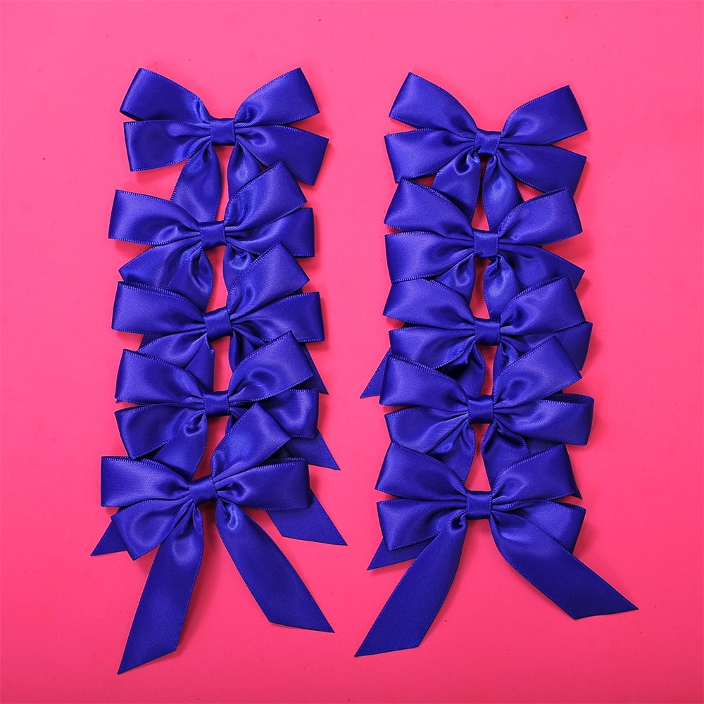 60 Pcs 3.35 Inch Satin Ribbon Bows in Premium Box for Christmas Gift Wrapping, Wedding Party Decorations-Blue
