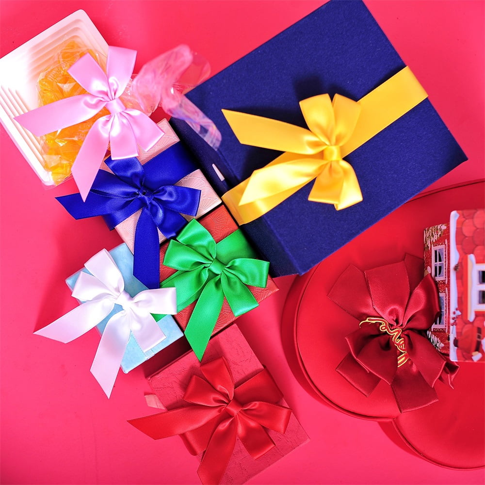 60 Pcs 3.35 Inch Satin Ribbon Bows in Premium Box for Christmas Gift Wrapping, Wedding Party Decorations- Mixed Color